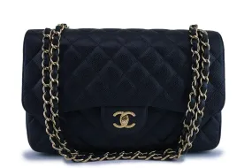 Chanel Black Caviar Jumbo 2.55 Classic Double Flap Bag GHW