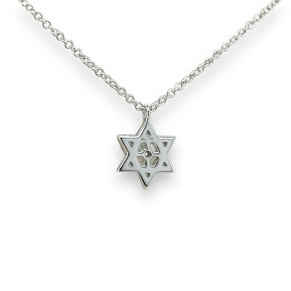 14K W Gold 0.03ctw H/SI2 Star Of David Diamond Pendant