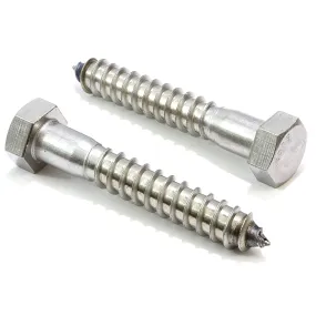 1/4" X 1-1/4" Stainless Hex Lag Bolt Screws, (25 Pack) 304 (18-8) Stainless Steel, by Bolt