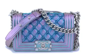 18S Chanel Iridescent Purple Mermaid Small Classic Water Boy Flap Bag SHW