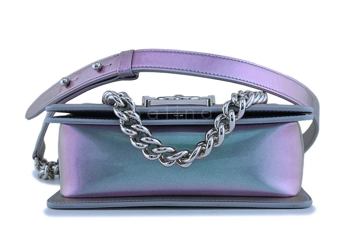 18S Chanel Iridescent Purple Mermaid Small Classic Water Boy Flap Bag SHW