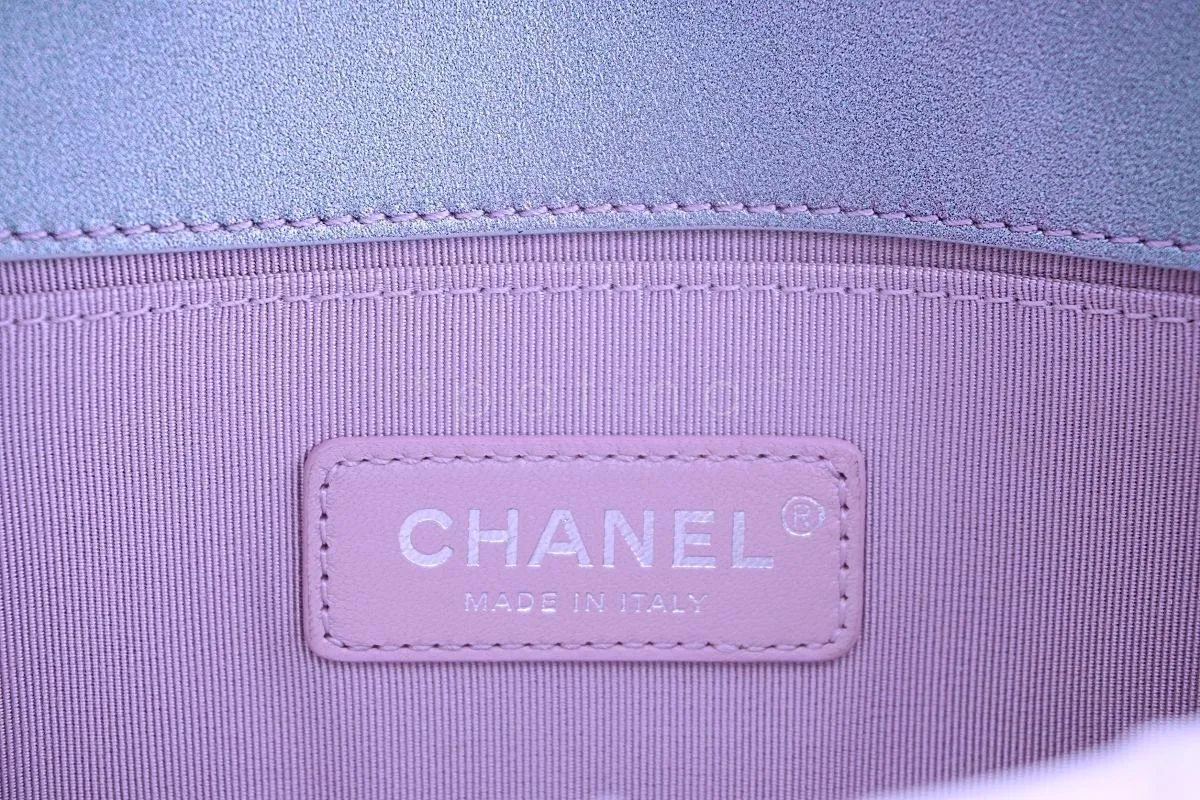 18S Chanel Iridescent Purple Mermaid Small Classic Water Boy Flap Bag SHW