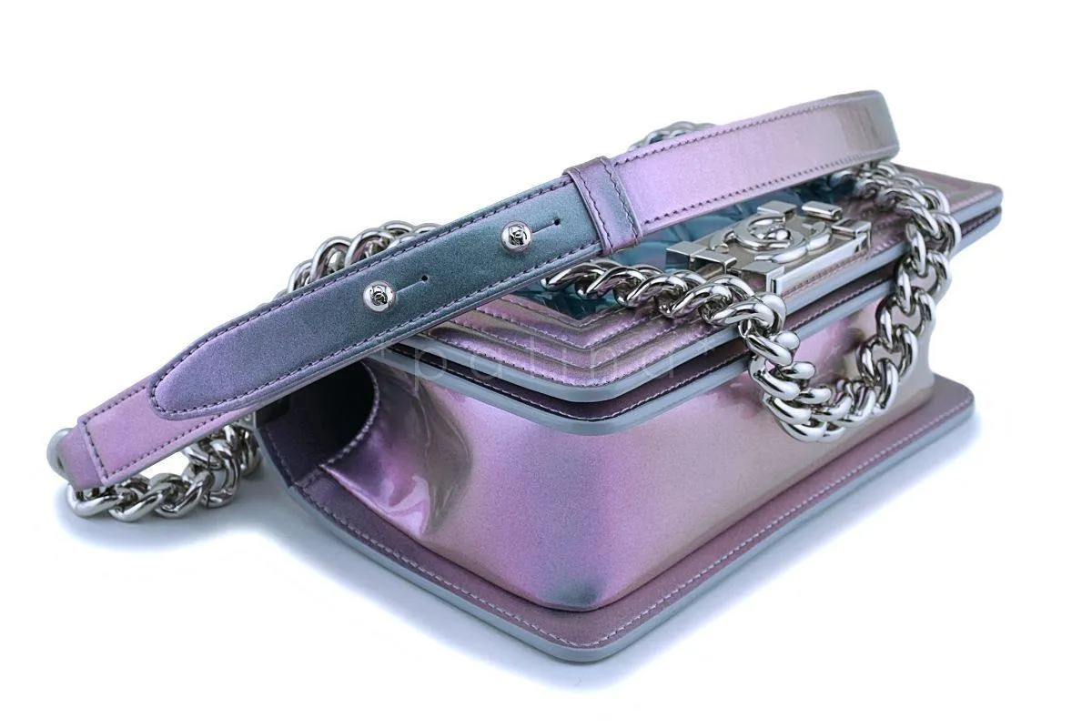 18S Chanel Iridescent Purple Mermaid Small Classic Water Boy Flap Bag SHW