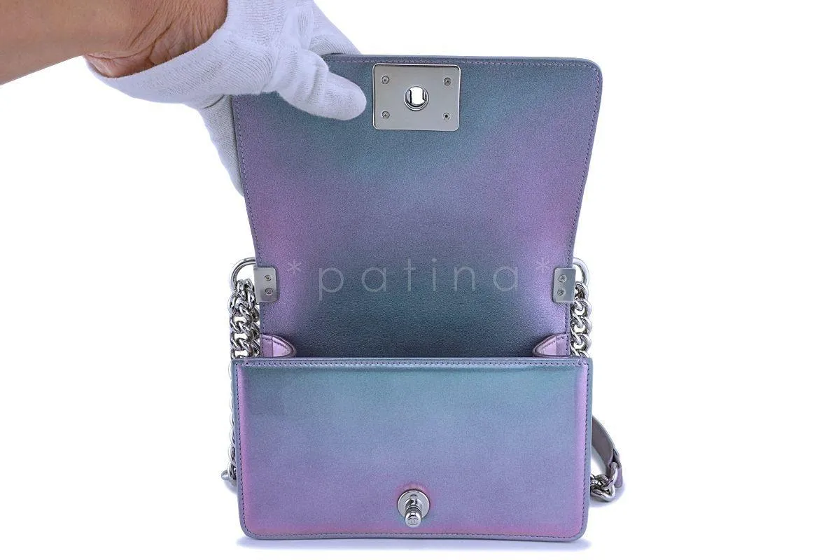 18S Chanel Iridescent Purple Mermaid Small Classic Water Boy Flap Bag SHW