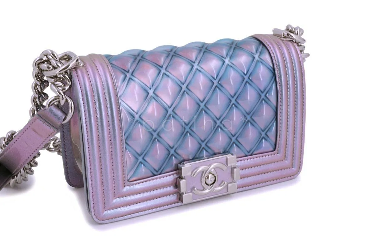 18S Chanel Iridescent Purple Mermaid Small Water Boy Flap Bag