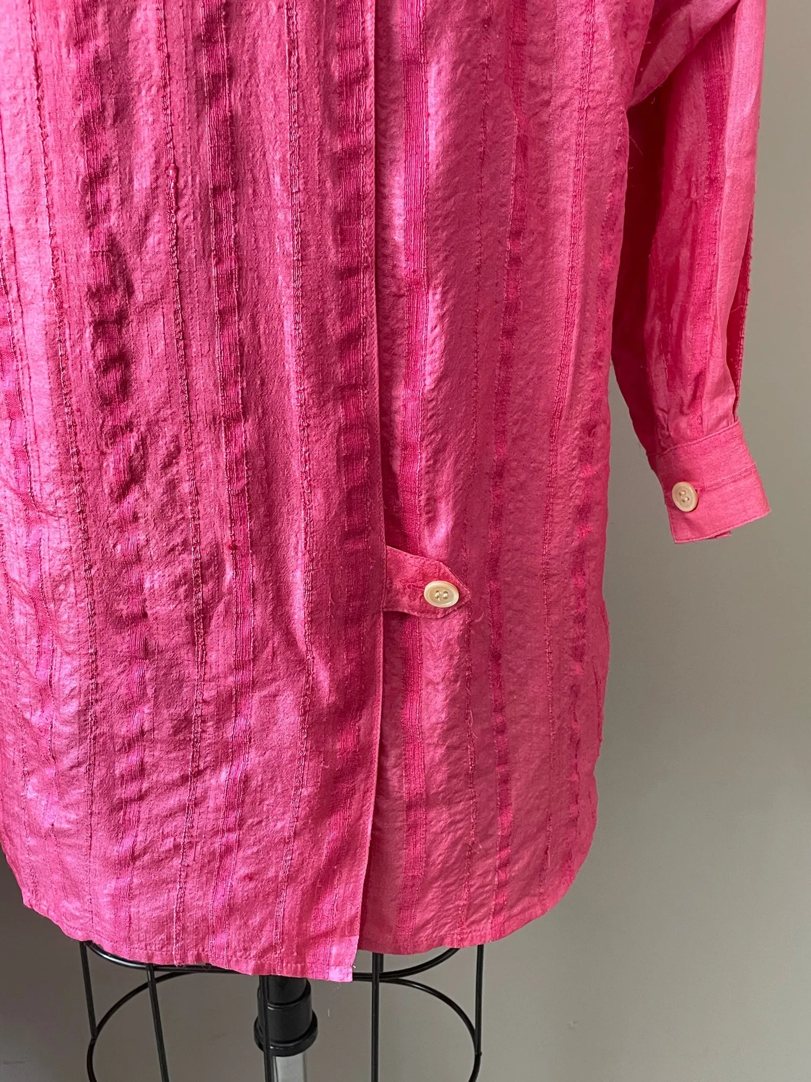 1980s Silk Ensemble Pink Blouse Skirt Set S