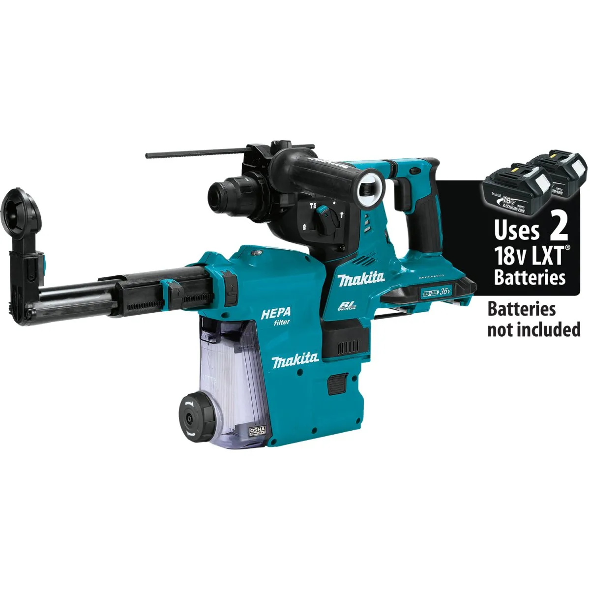 36V (18V X2) LXT® Brushless 1‑1/8" AVT® Rotary Hammer, accepts SDS‑PLUS bits, AFT®, AWS® Capable