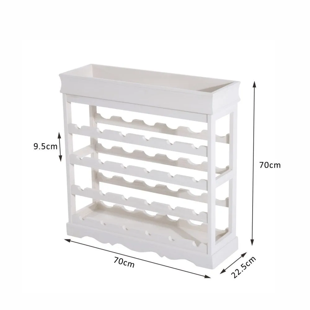 4-tier Wooden Wine Rack Board 24 Bottles Stackable Display Storage Holder Shelves Stand Kitchen Home w/Countertop (White)