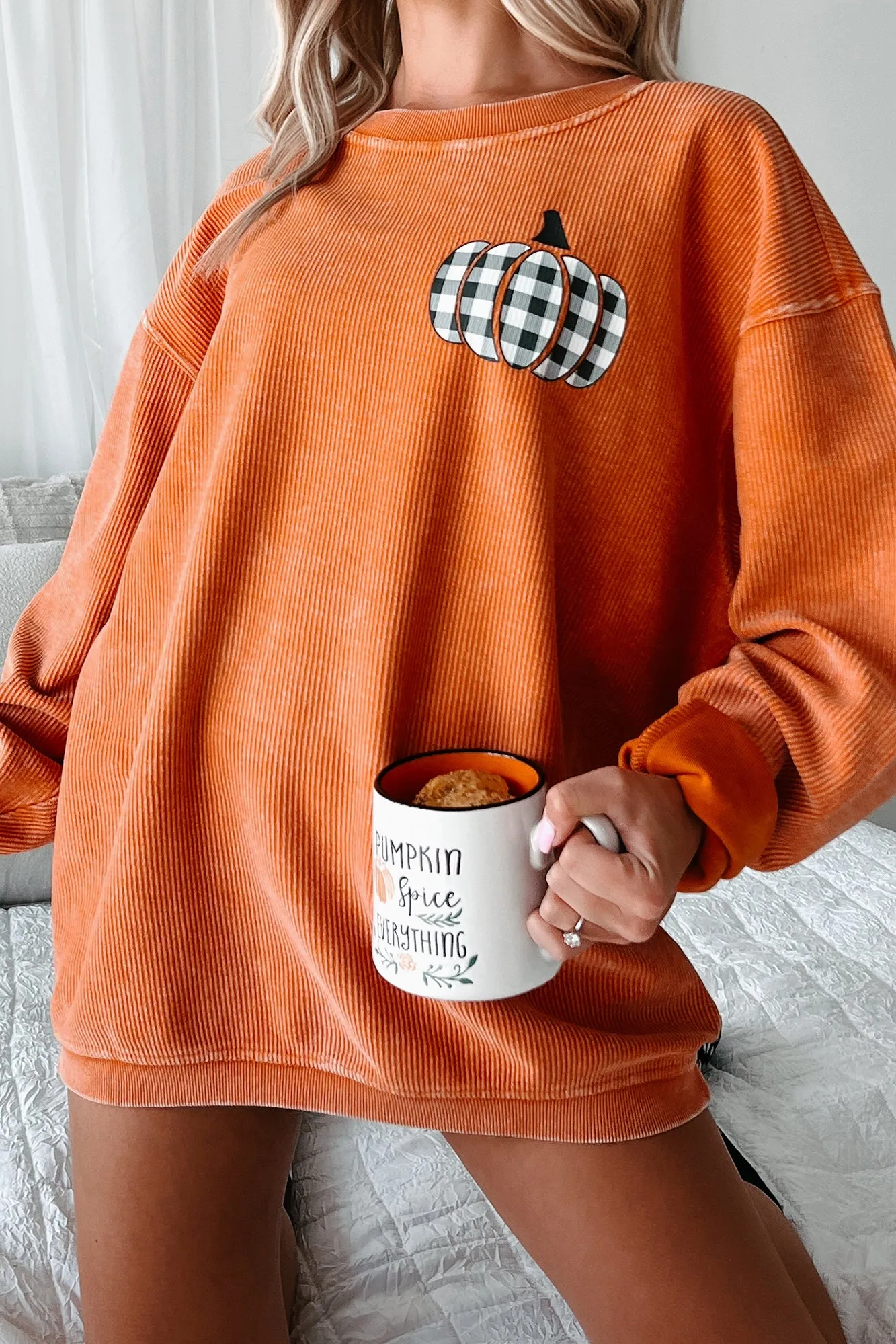 All Things Fall Double-Sided Corded Graphic Crewneck (Burnout Orange) - Print On Demand