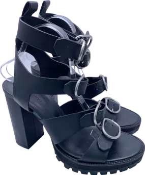 AllSaints Black Osuna Leather Strappy Heeled Sandals EU 40