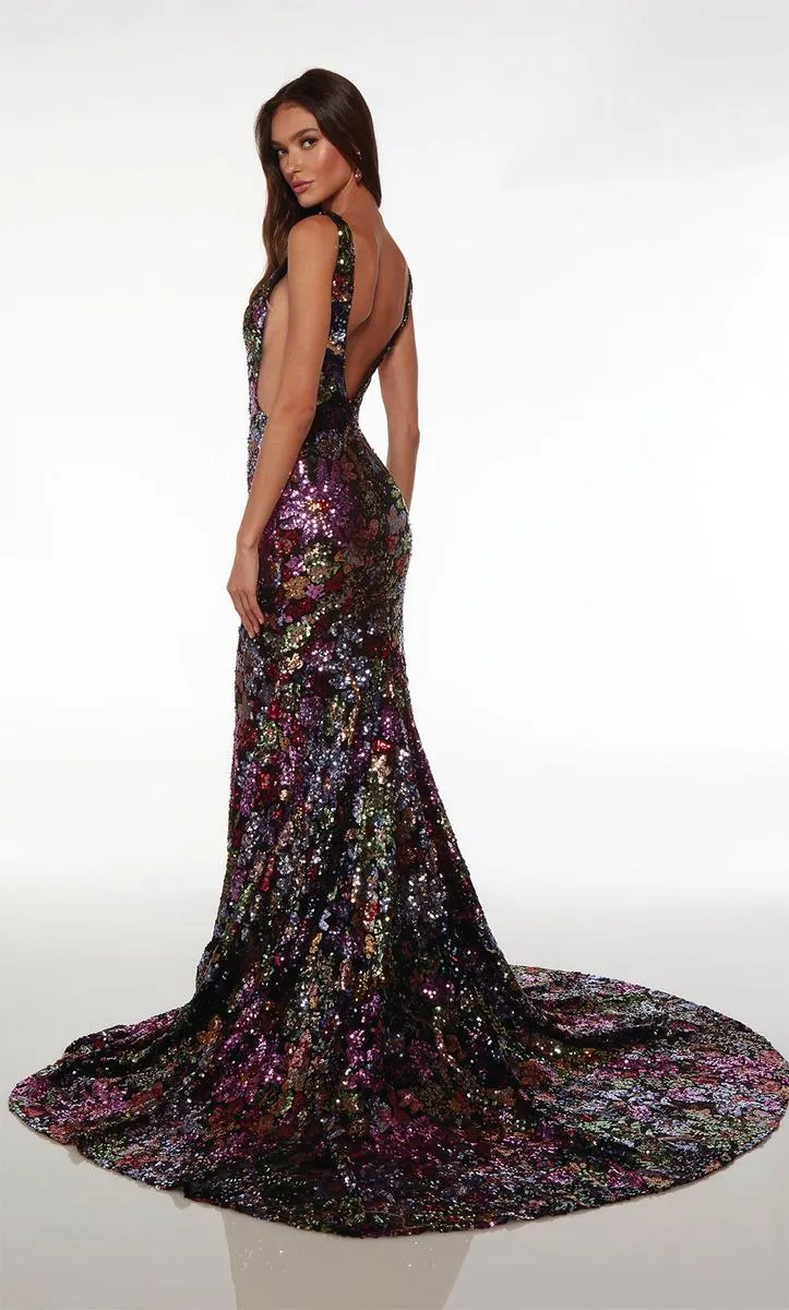 Alyce Paris Floral Sequin Prom Dress 61667