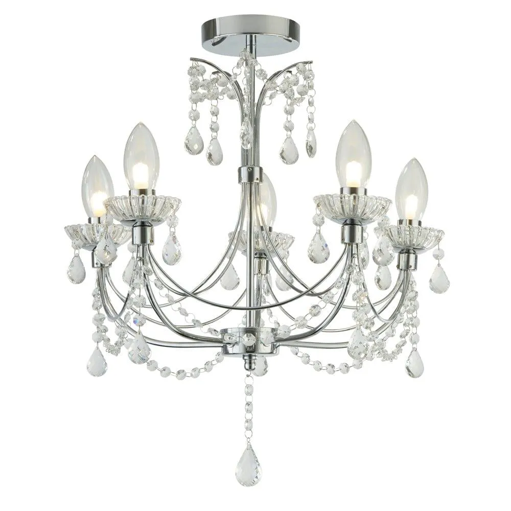 Autumn 5 Light Polished Chrome Bathroom Chandelier