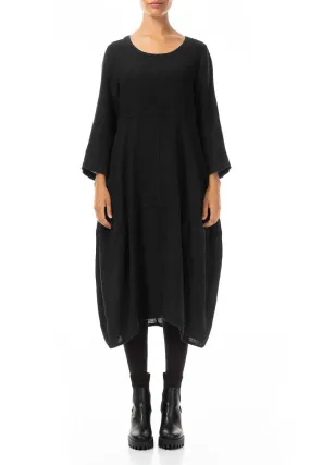 Balloon Black Mélange Linen Dress