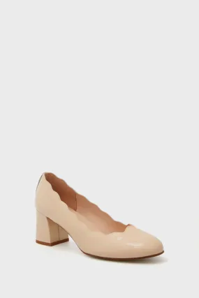 Beige Wave Patent Heels