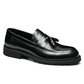 Black tassel loafers for men