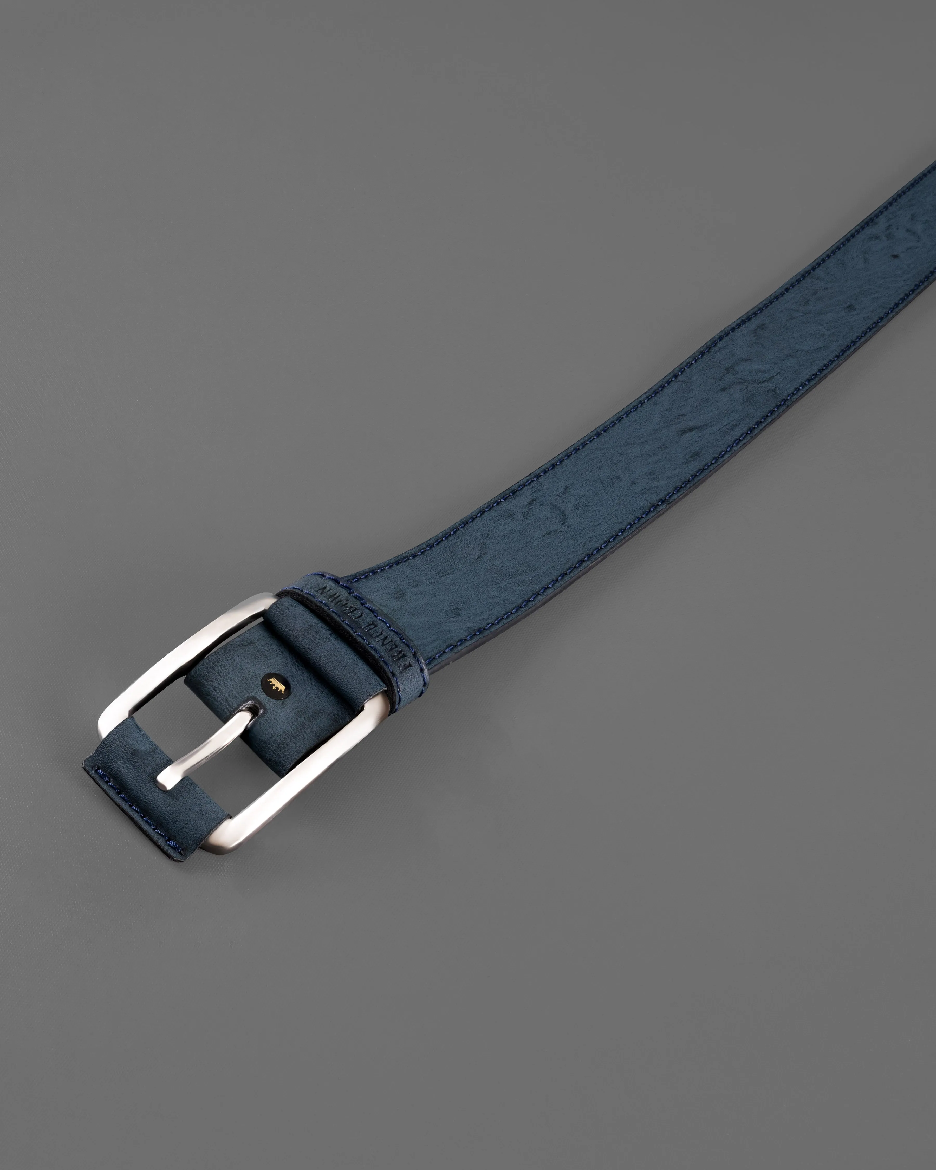 Blue with Metallic Buckle Leather Free Lightweight Handcrafted Belt