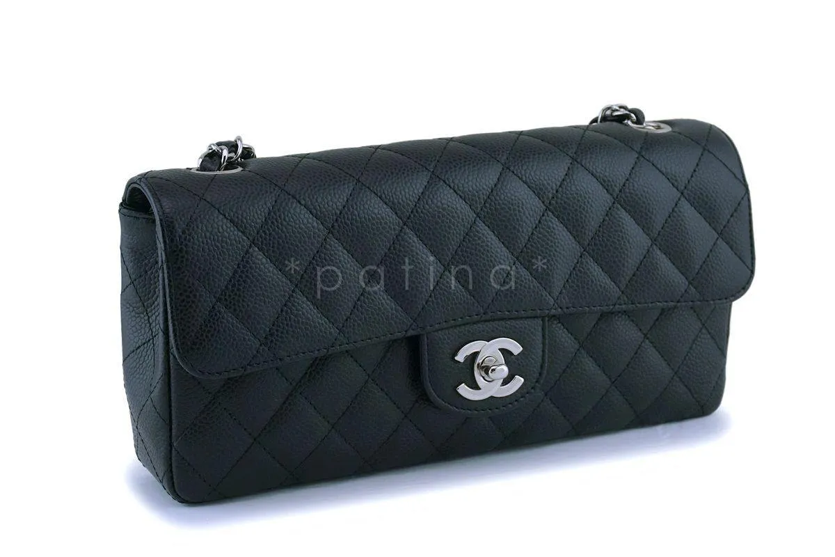 Chanel Black Caviar Classic East West Flap Bag SHW