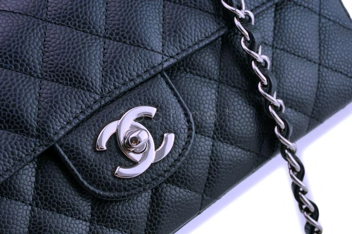 Chanel Black Caviar Classic East West Flap Bag SHW