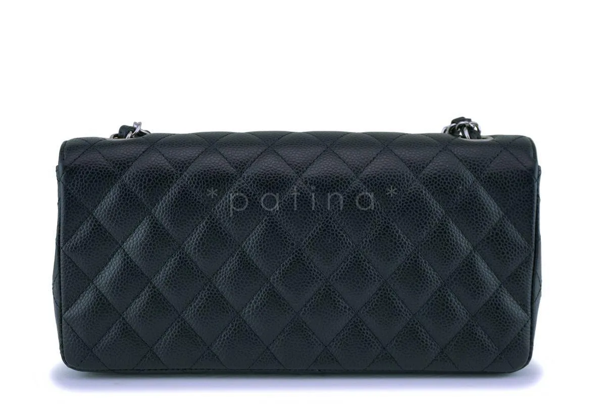 Chanel Black Caviar Classic East West Flap Bag SHW