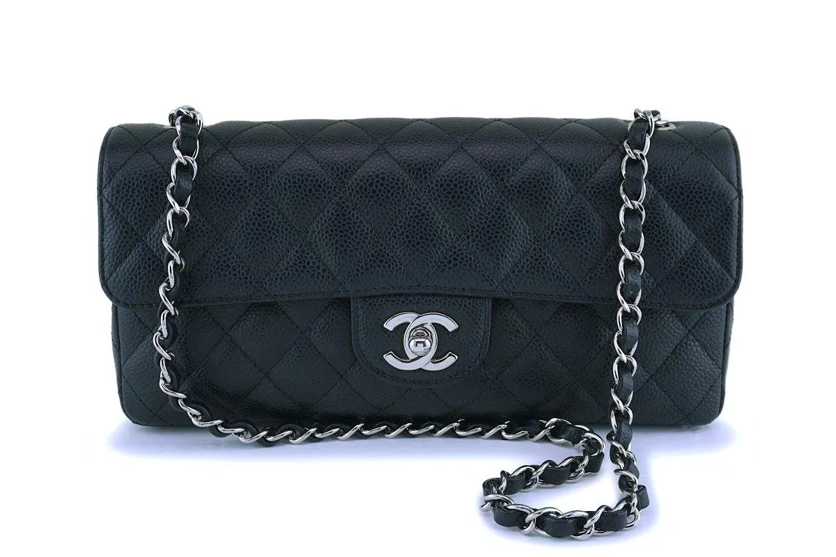 Chanel Black Caviar Classic East West Flap Bag SHW