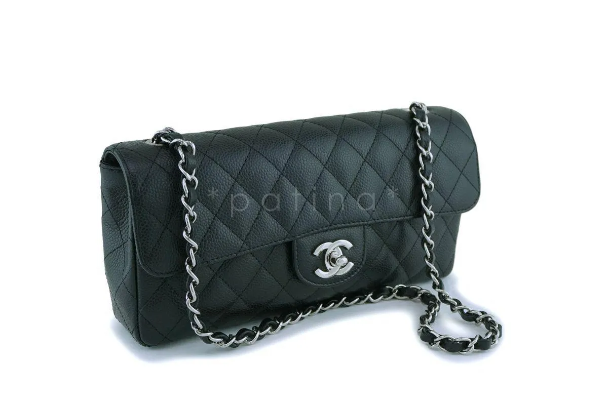 Chanel Black Caviar Classic East West Flap Bag SHW