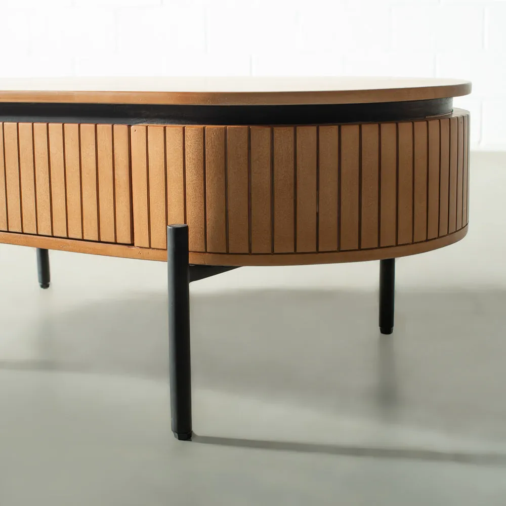 COPENHAGEN Fluted Solid Mango Wood Coffee Table