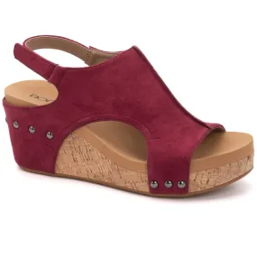 Corkys Carley Dark Red Suede Wedge