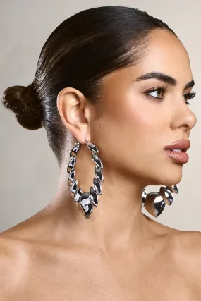 Dalary | Silver Statement Leaf Hoop Earrings