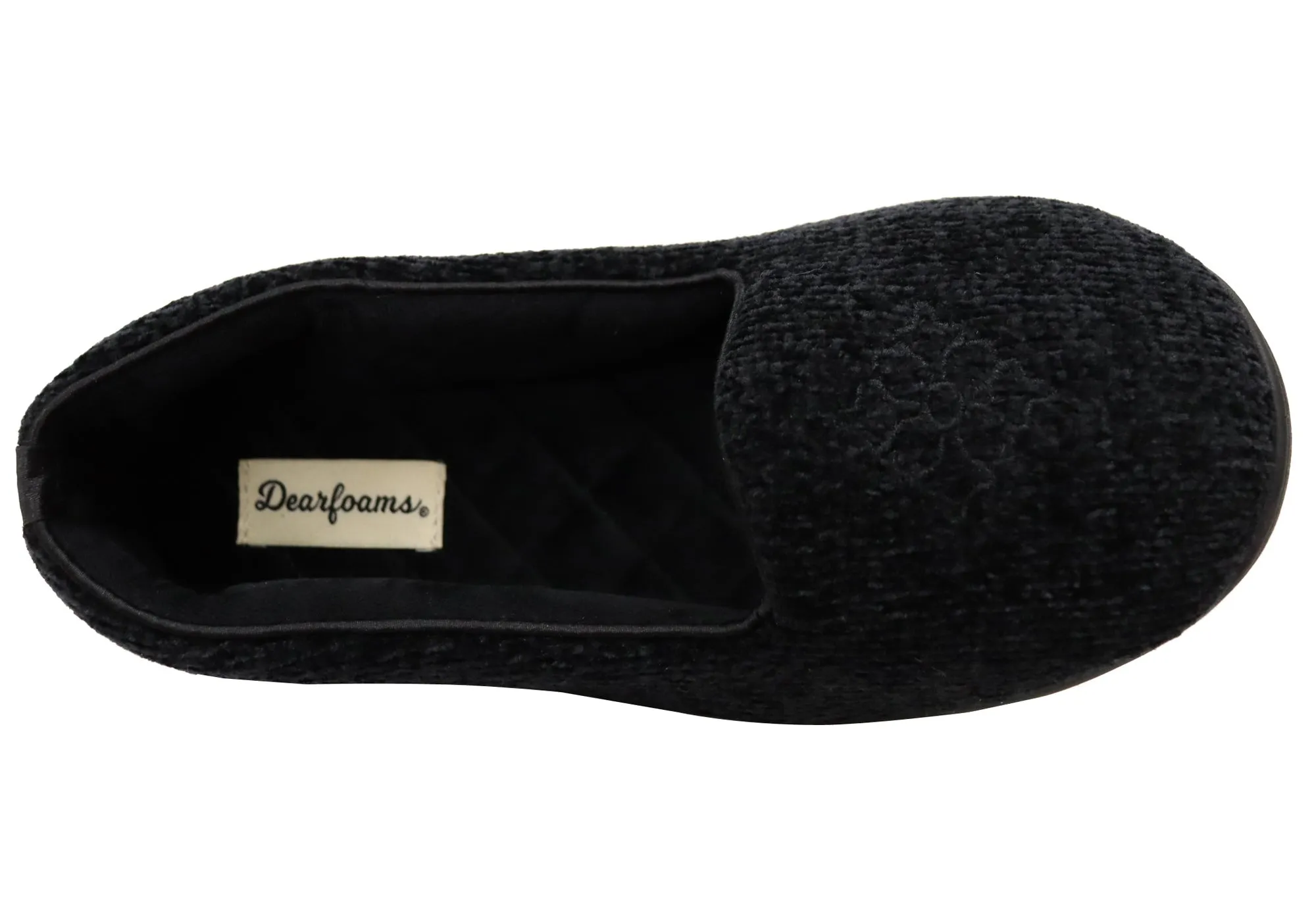 Dearfoams Womens Rebecca Chenille Closed Back Wide Width Slippers