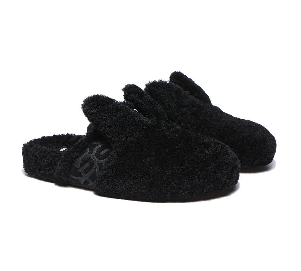 EVERAU® Women Sheepskin Wool Slippers Fluffy Bunny