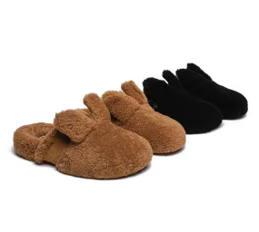 EVERAU® Women Sheepskin Wool Slippers Fluffy Bunny