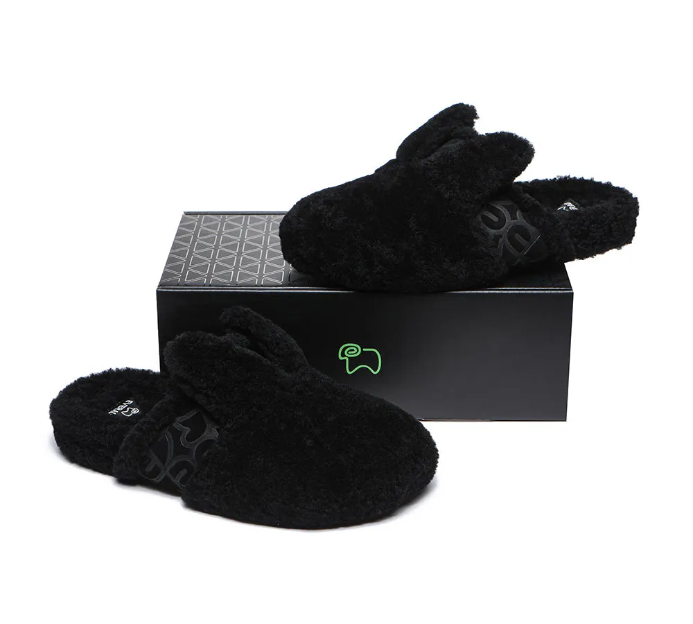 EVERAU® Women Sheepskin Wool Slippers Fluffy Bunny