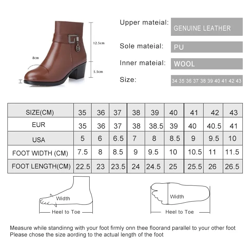 Genuine Leather Winter Boots with Soft Wool Lining