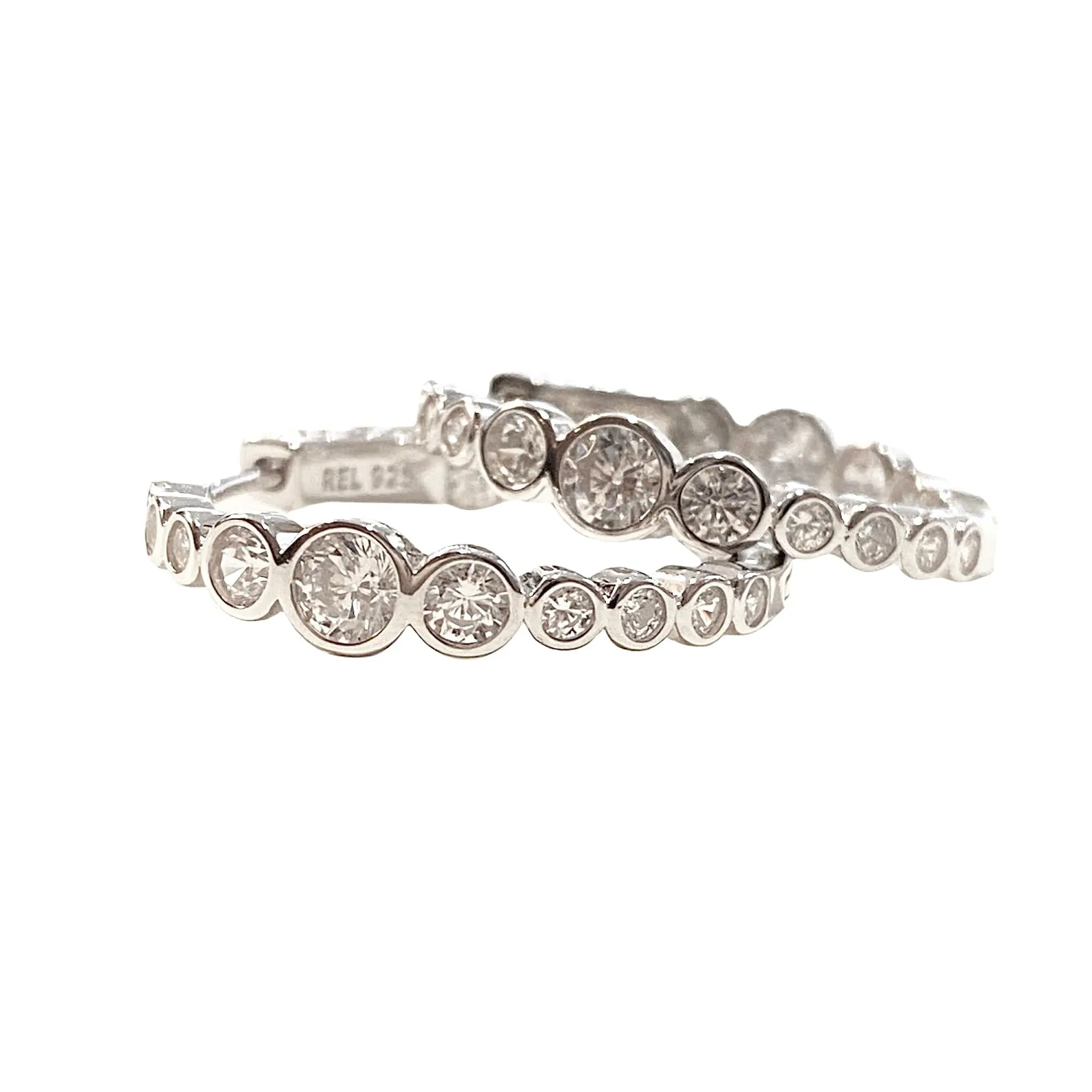 Graduated Bezel French Clasp 1” Hoops