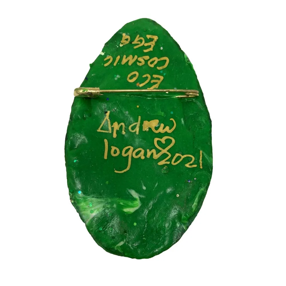 GREEN ECO COSMIC EGG BROOCH