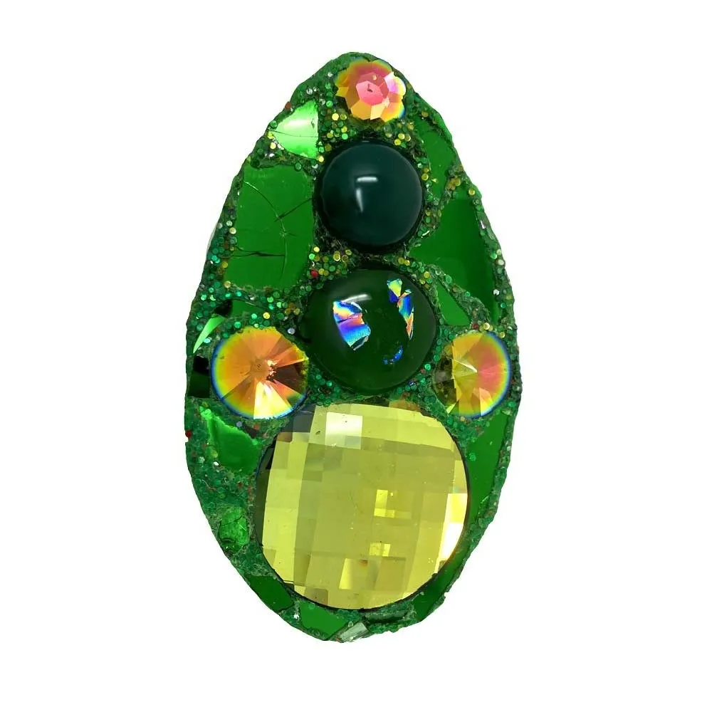 GREEN ECO COSMIC EGG BROOCH