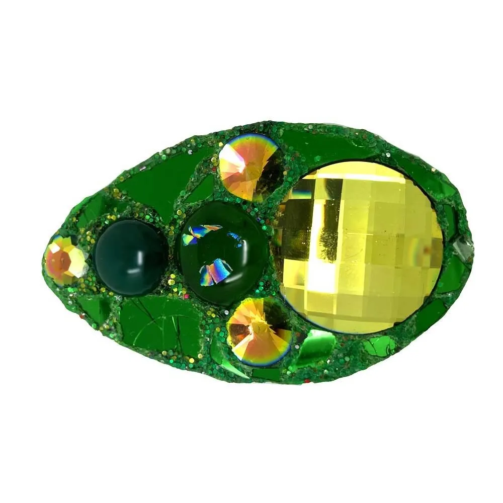 GREEN ECO COSMIC EGG BROOCH