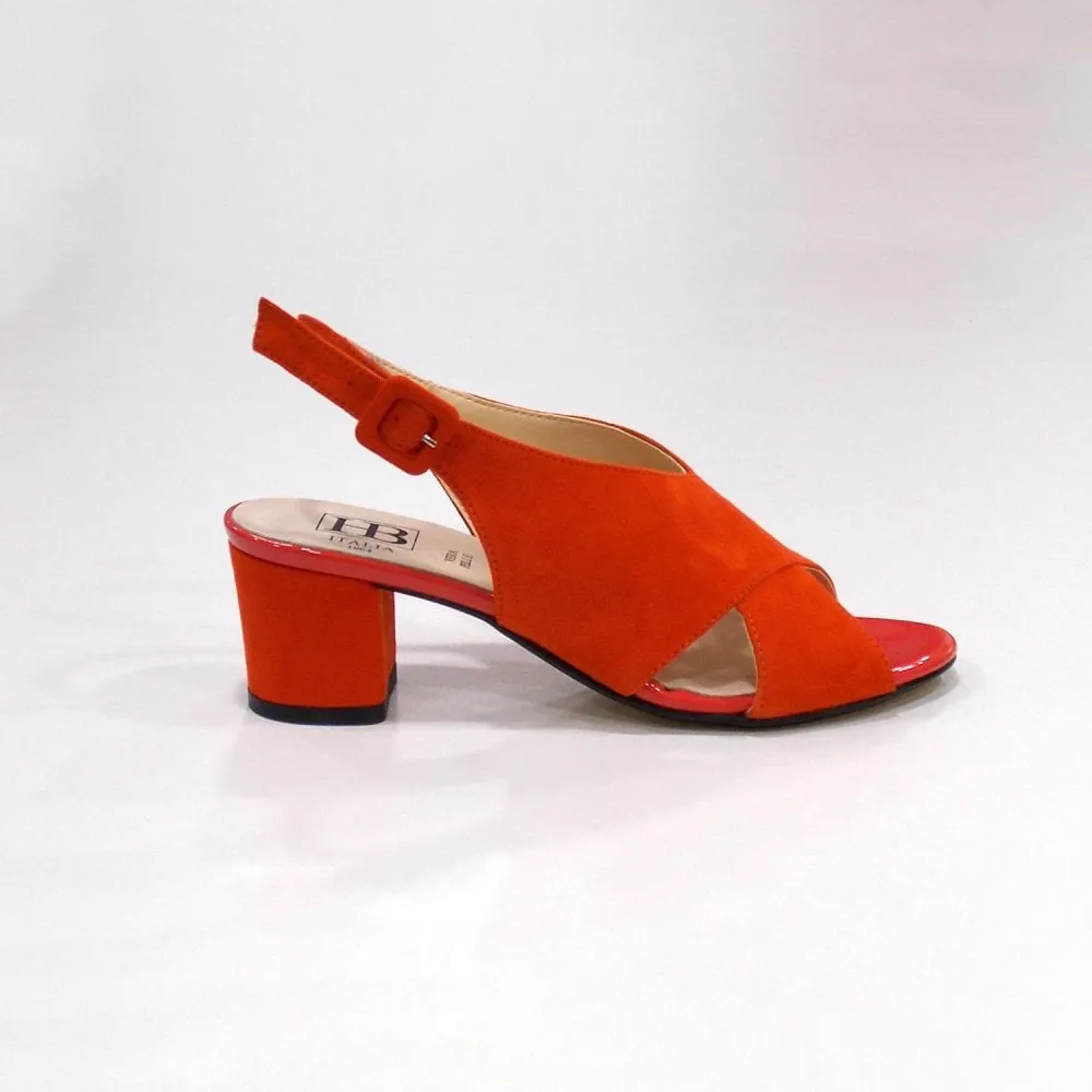 HB F2049 Orange Suede Heeled Sandals