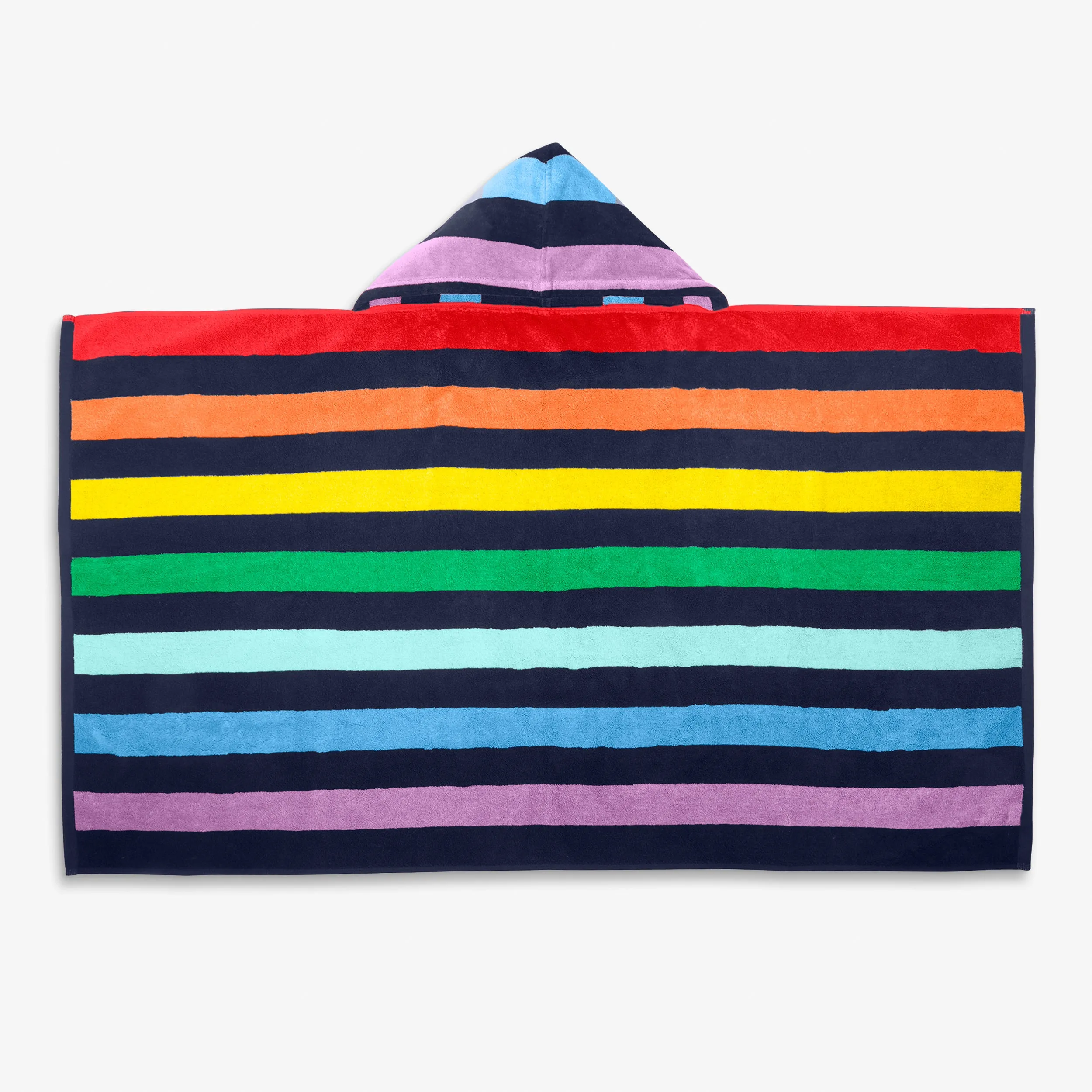 Hoodie towel in rainbow stripe