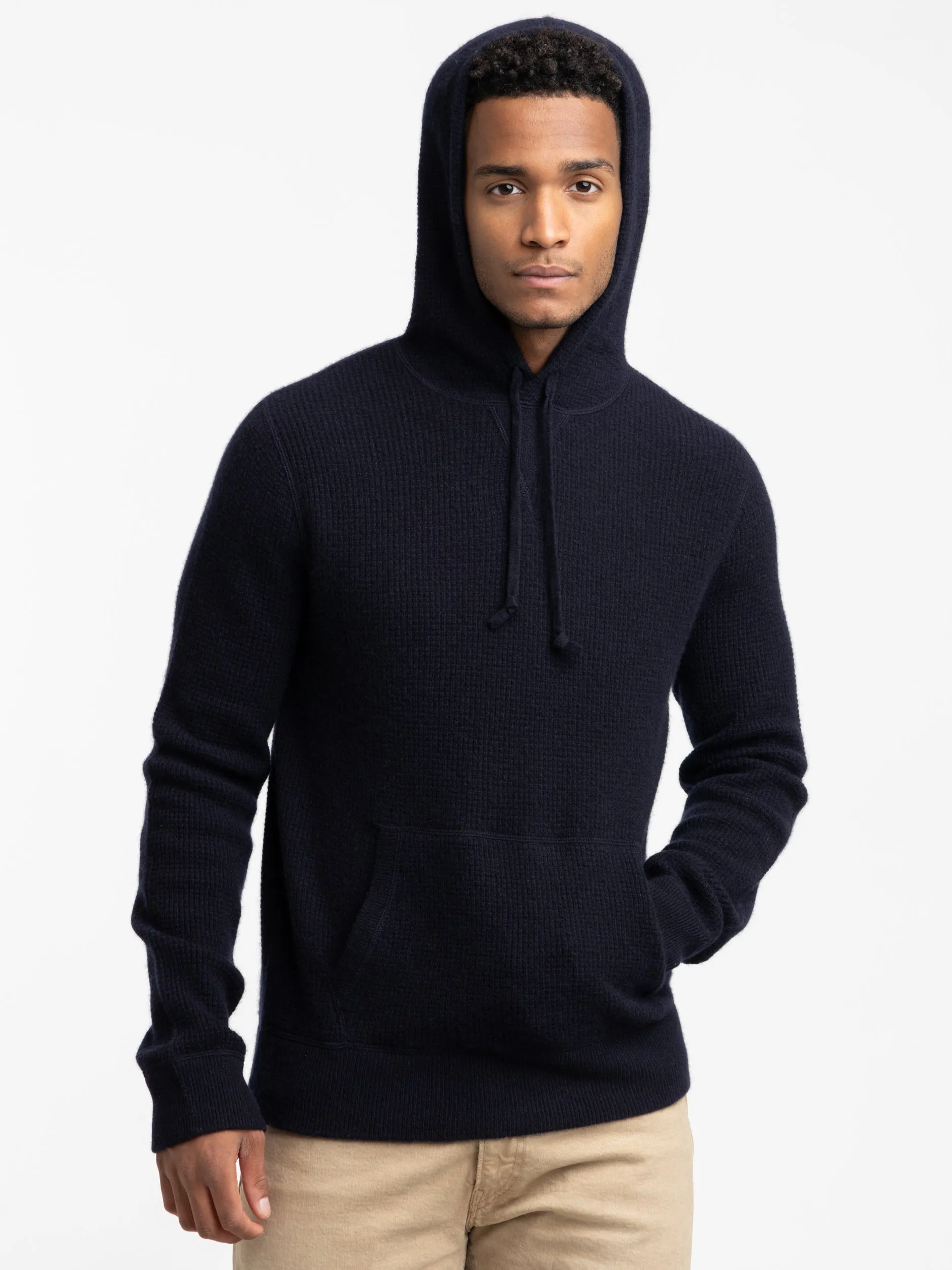 Hunter Navy Washable Cashmere Hooded Sweater