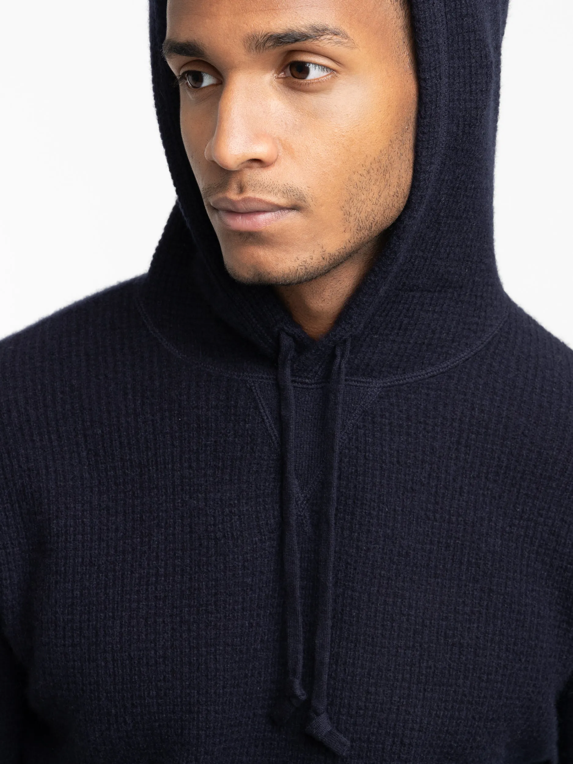 Hunter Navy Washable Cashmere Hooded Sweater