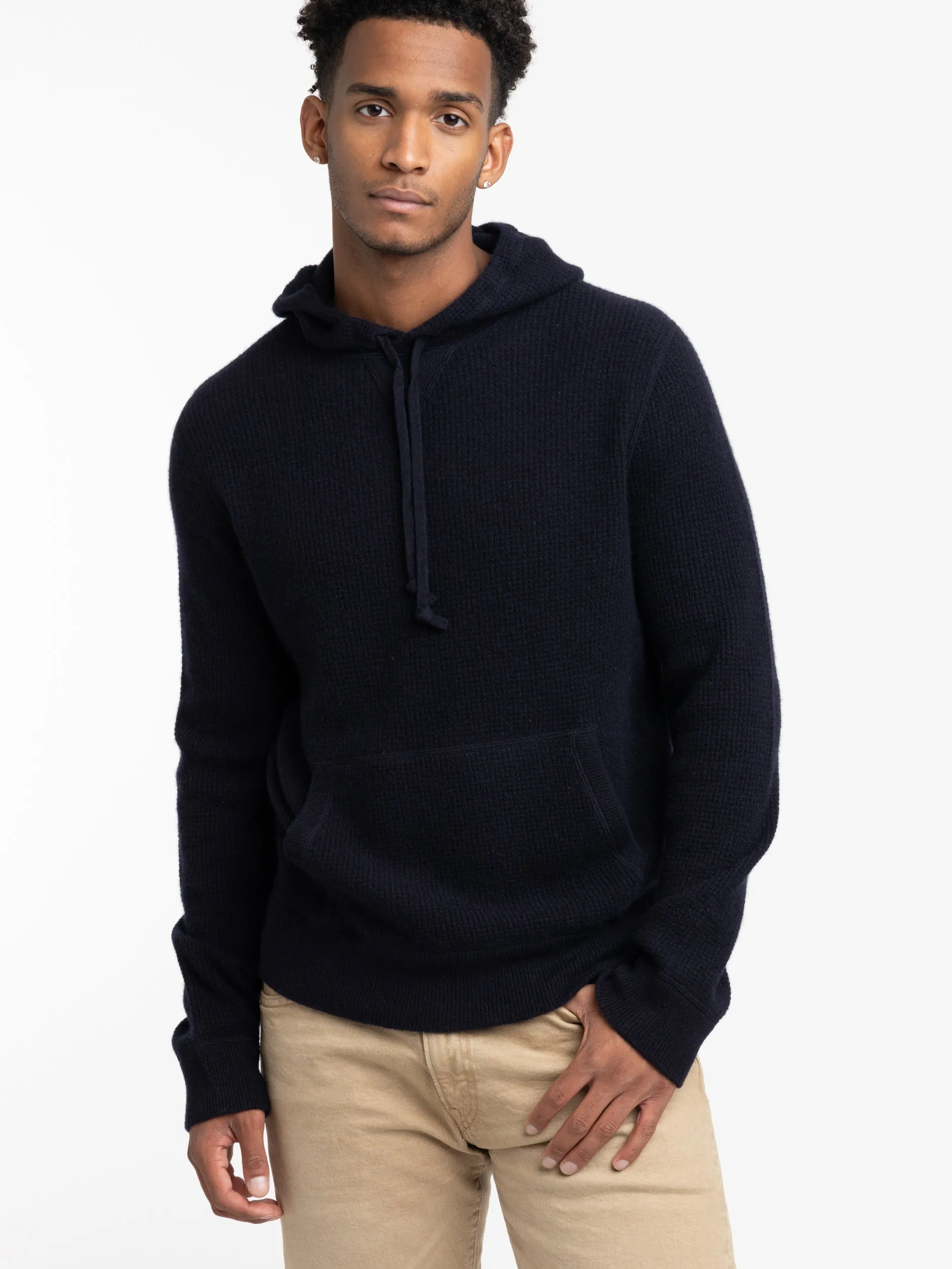 Hunter Navy Washable Cashmere Hooded Sweater