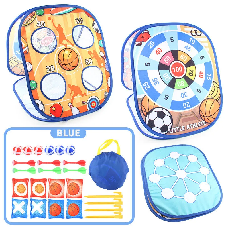 Kid's 3-in-1 Toss Bean Bags Game Foldable Bean Bag Board Cartoon Sticky Balls Dart Target