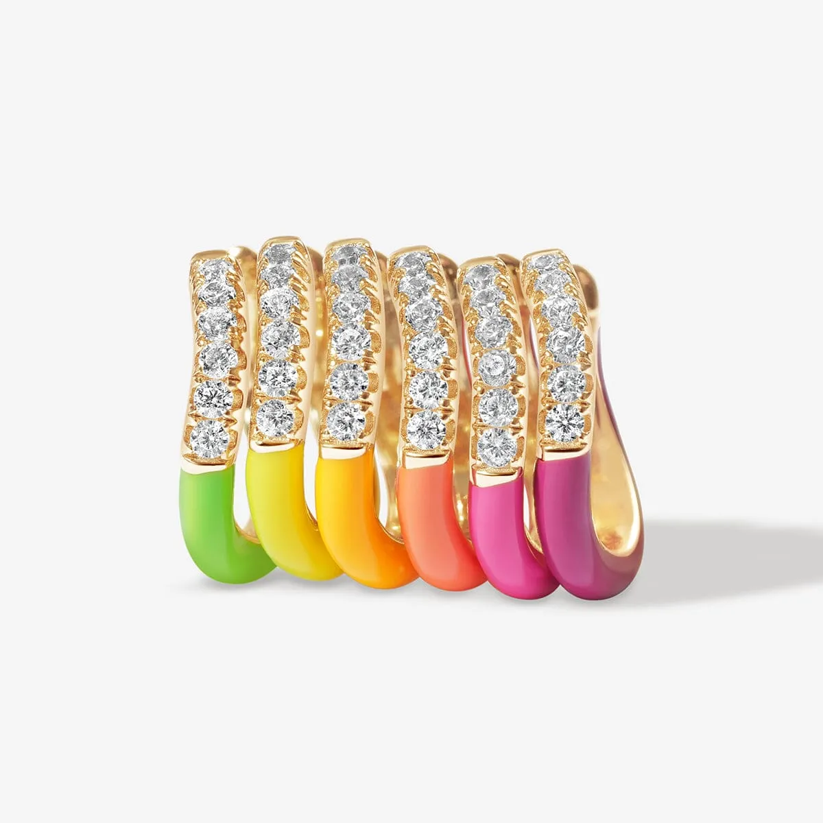 Maverick neon enamel 6-piece ear cuff set