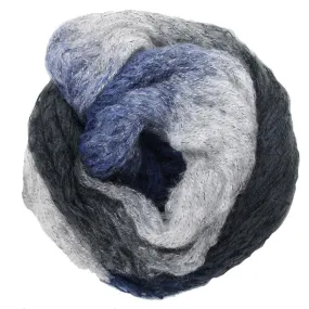 Mohair-like Space Dyed Infinity Muffler-Black/Navy/Grey Combo