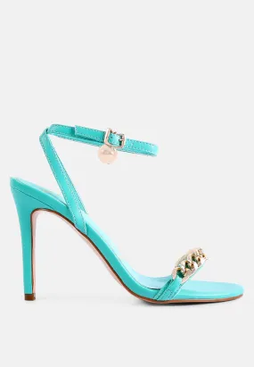 Mooning Metal Chain Strap Stiletto Sandals