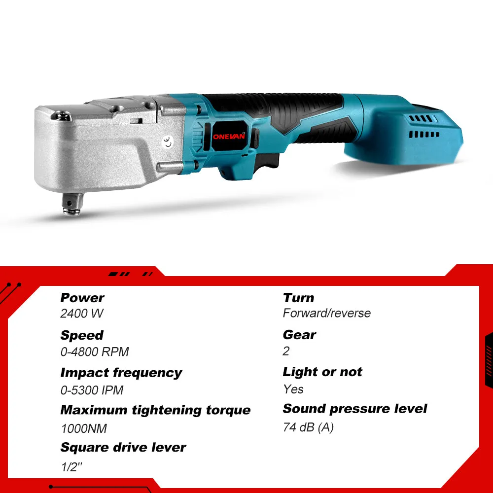 ONEVAN 1/2" Impact Wrench & 1000N·m Ratchet Wrench Brushless Cordless 2‑Pc. Combo Kit 6.0Ah