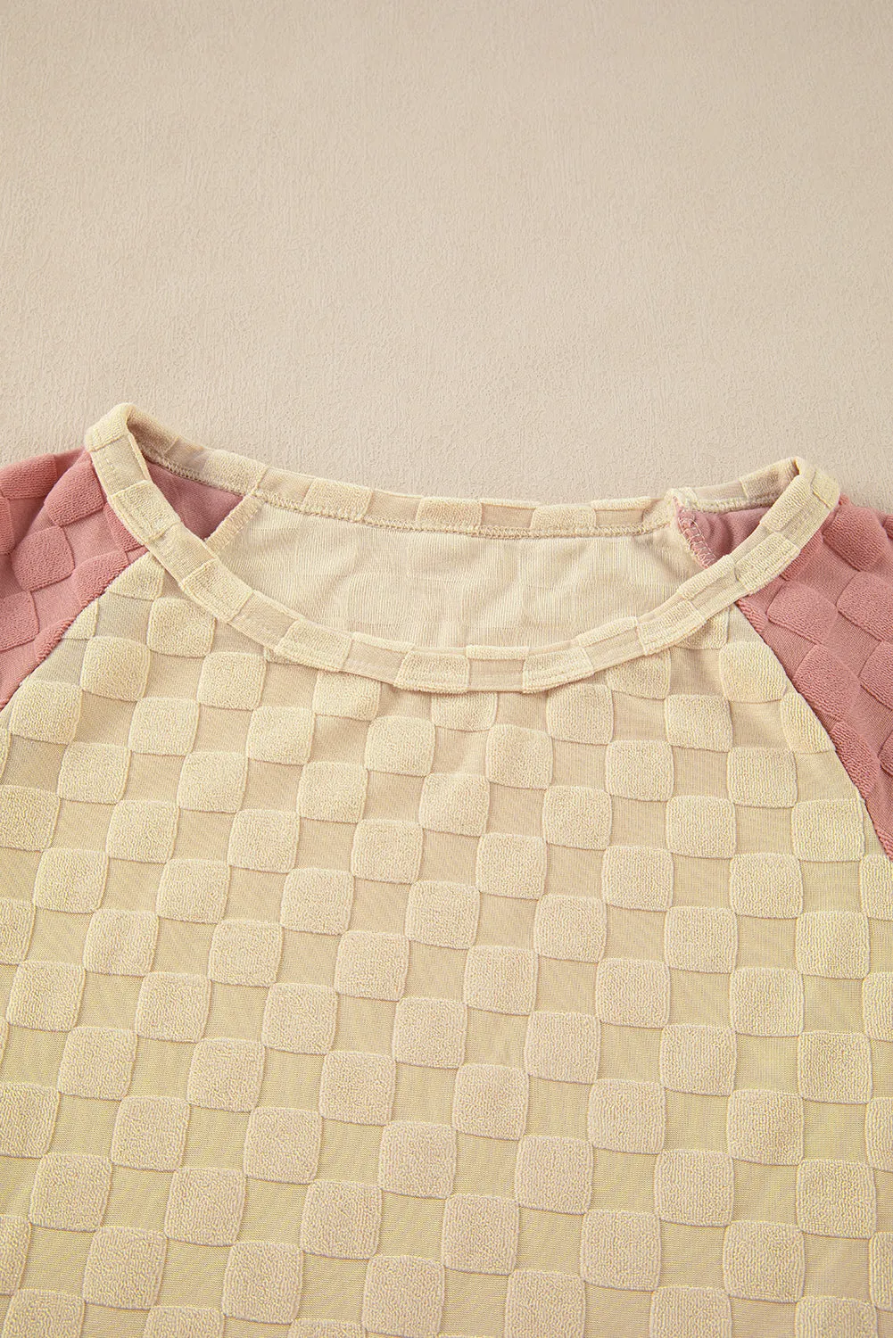 Parchment Colorblock Raglan Sleeve Textured Knit Top