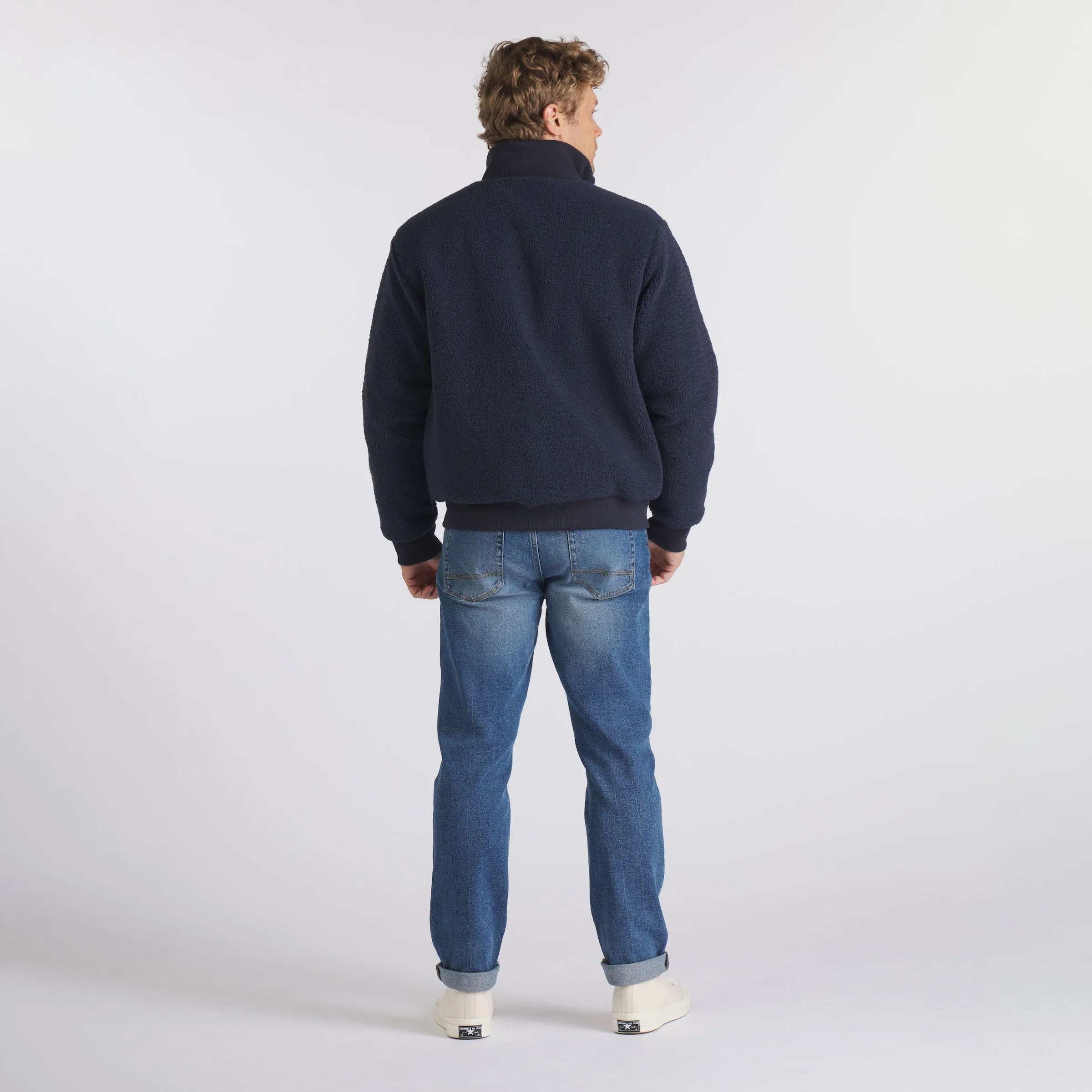 Sherpa Reversible Full Zip Jacket- Navy