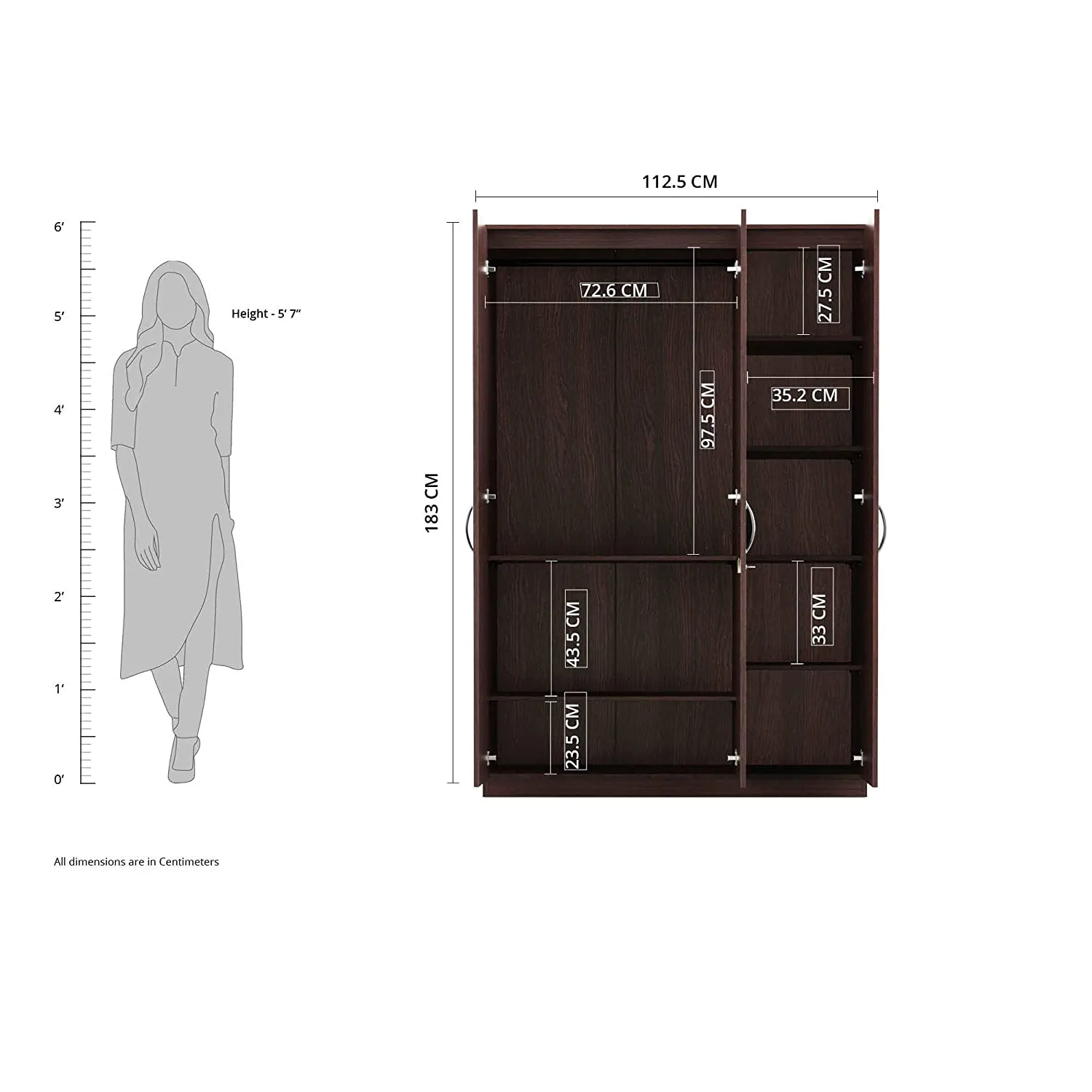 Silly Medusa Engineered Wood Wardrobe Wenge Finish